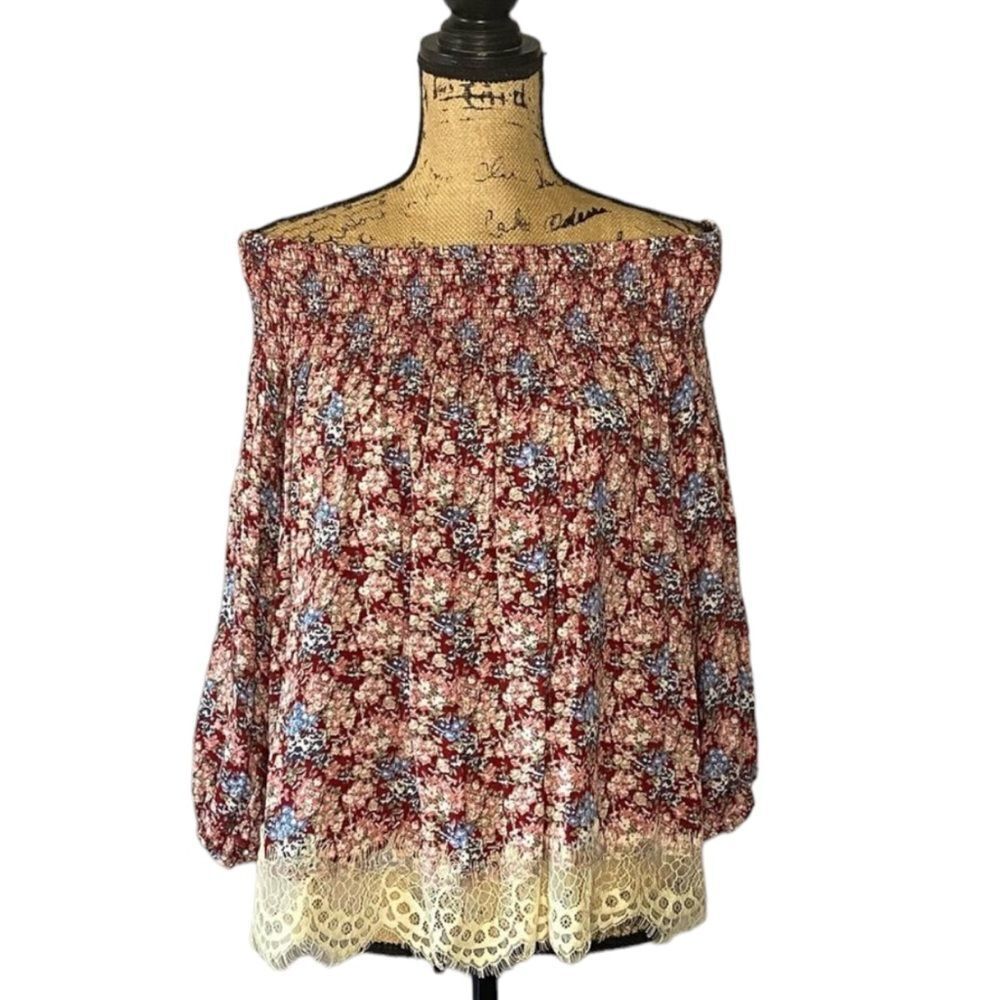 Anthropologie Vanessa Virginia Quarter Sleeve Off Shoulder Blouse